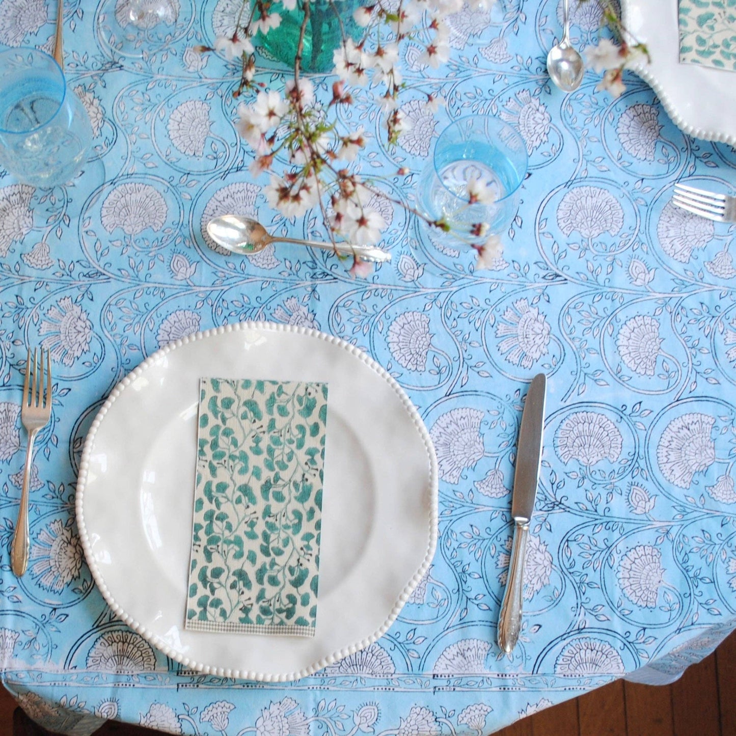 Ginkgo Leaves Block-Print Guest Napkins
