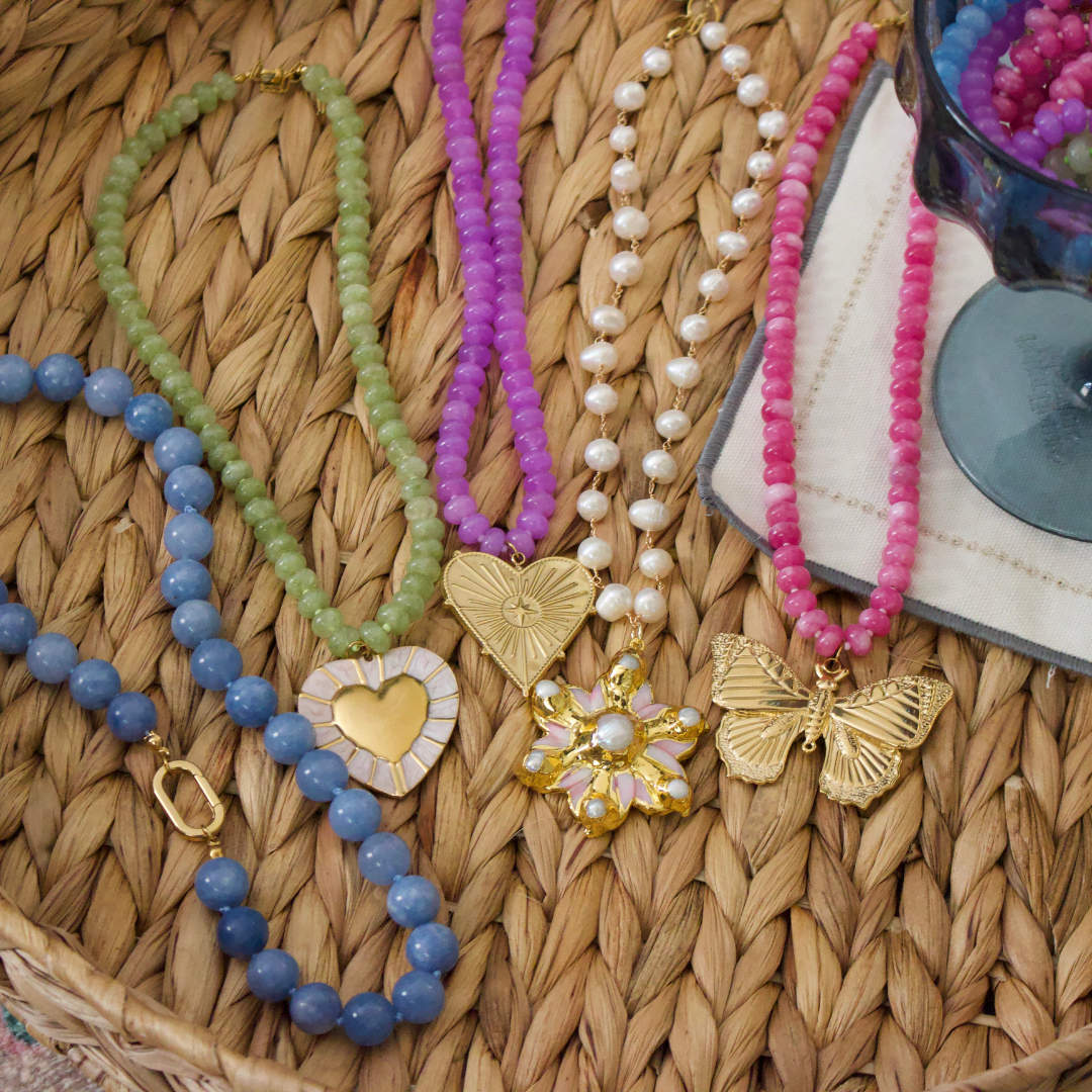 Lola Butterfly Gemstone Necklace: Blue