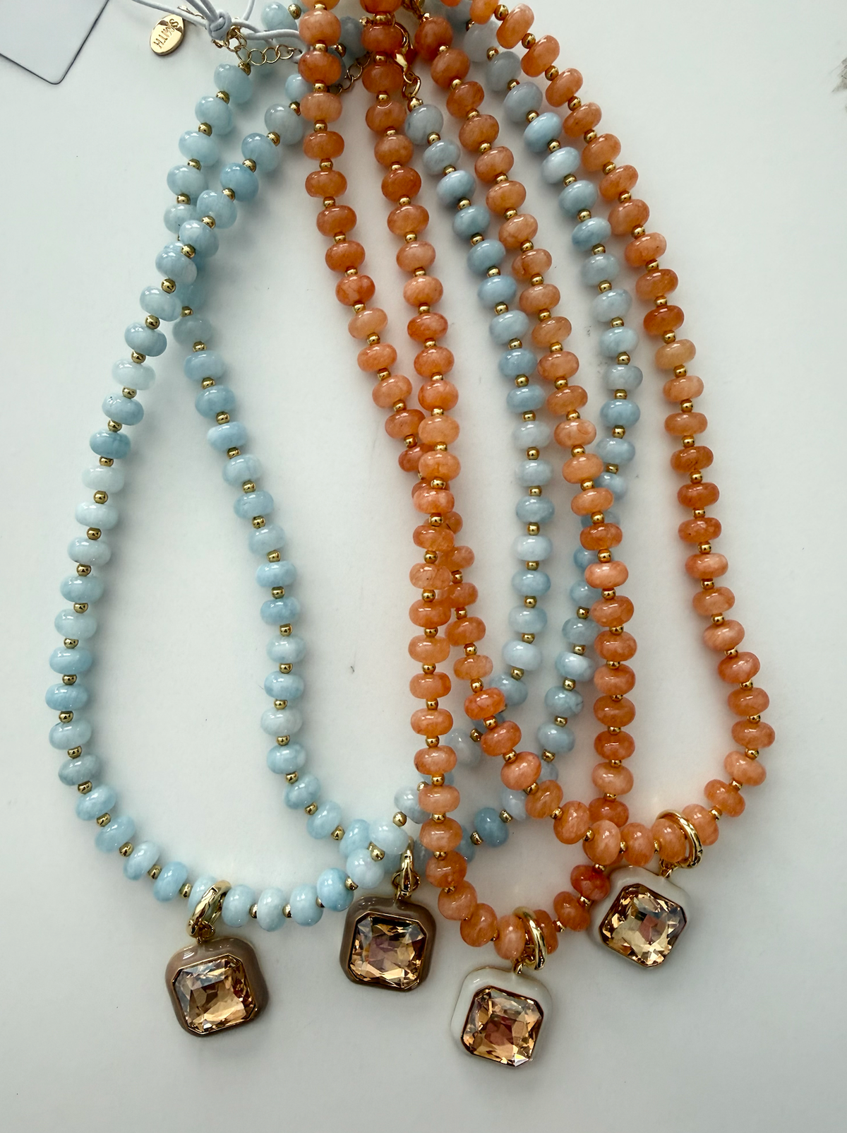 Harvest Pendant Necklace - Peach / Egret