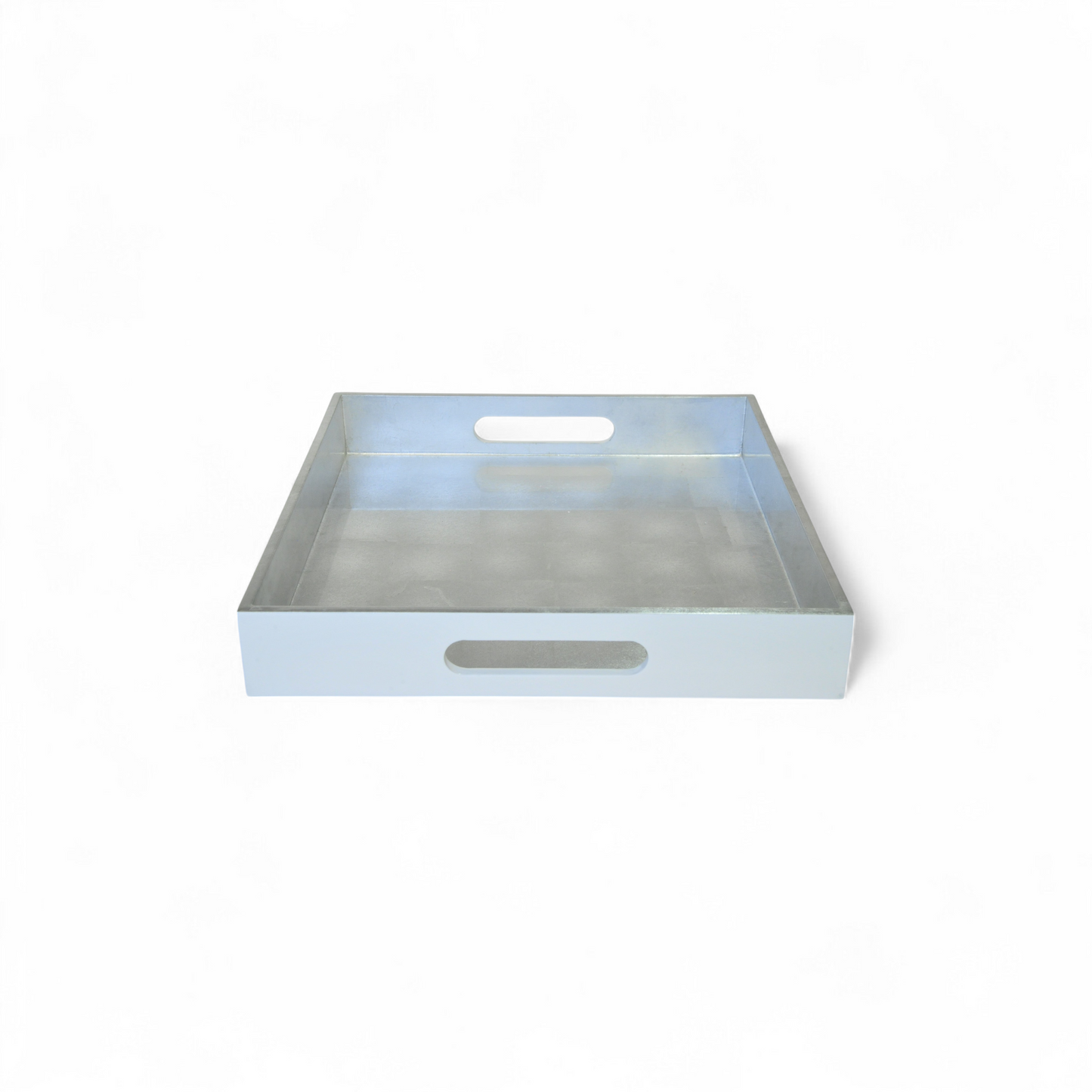 Square Serving Tray - Medium - Silver/White
