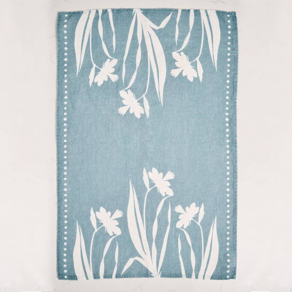 Daffodil Silhouette - Blue Tea Towel