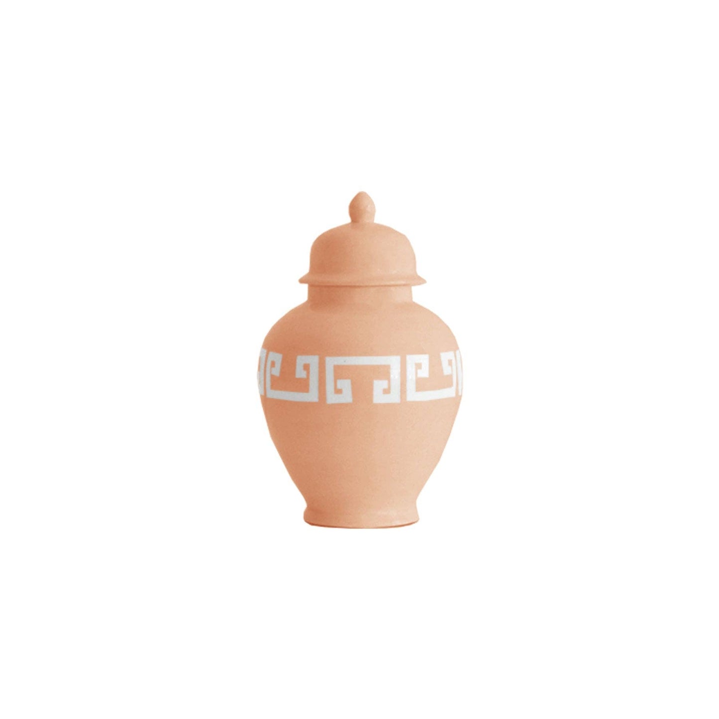 Coral Greek Key Ginger Jars: Medium
