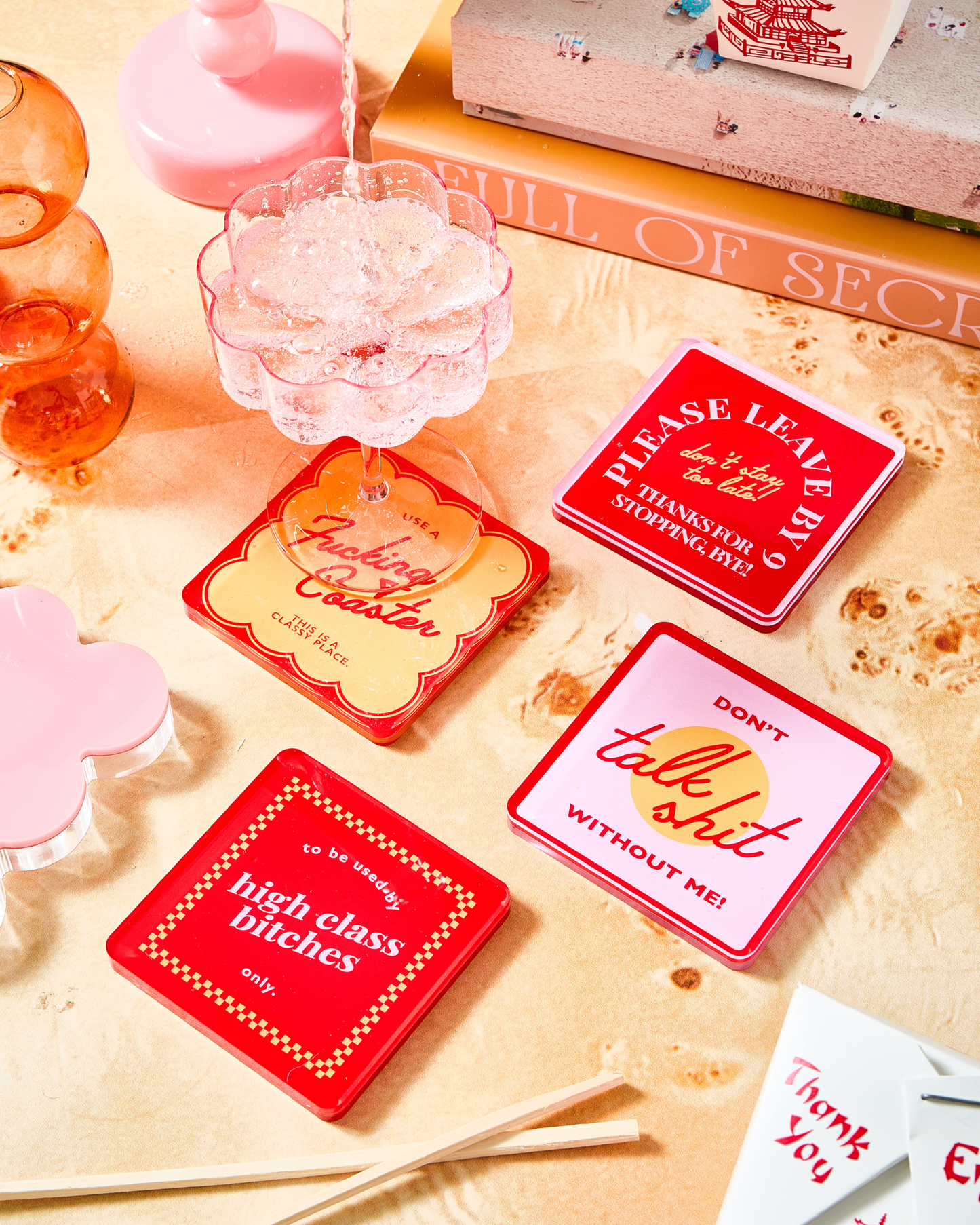 Snarky Red Coasters - Set of 4