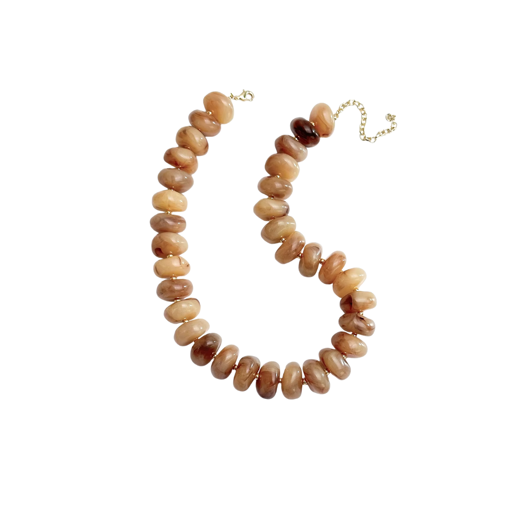 Chunky Beaded Necklace: Beige