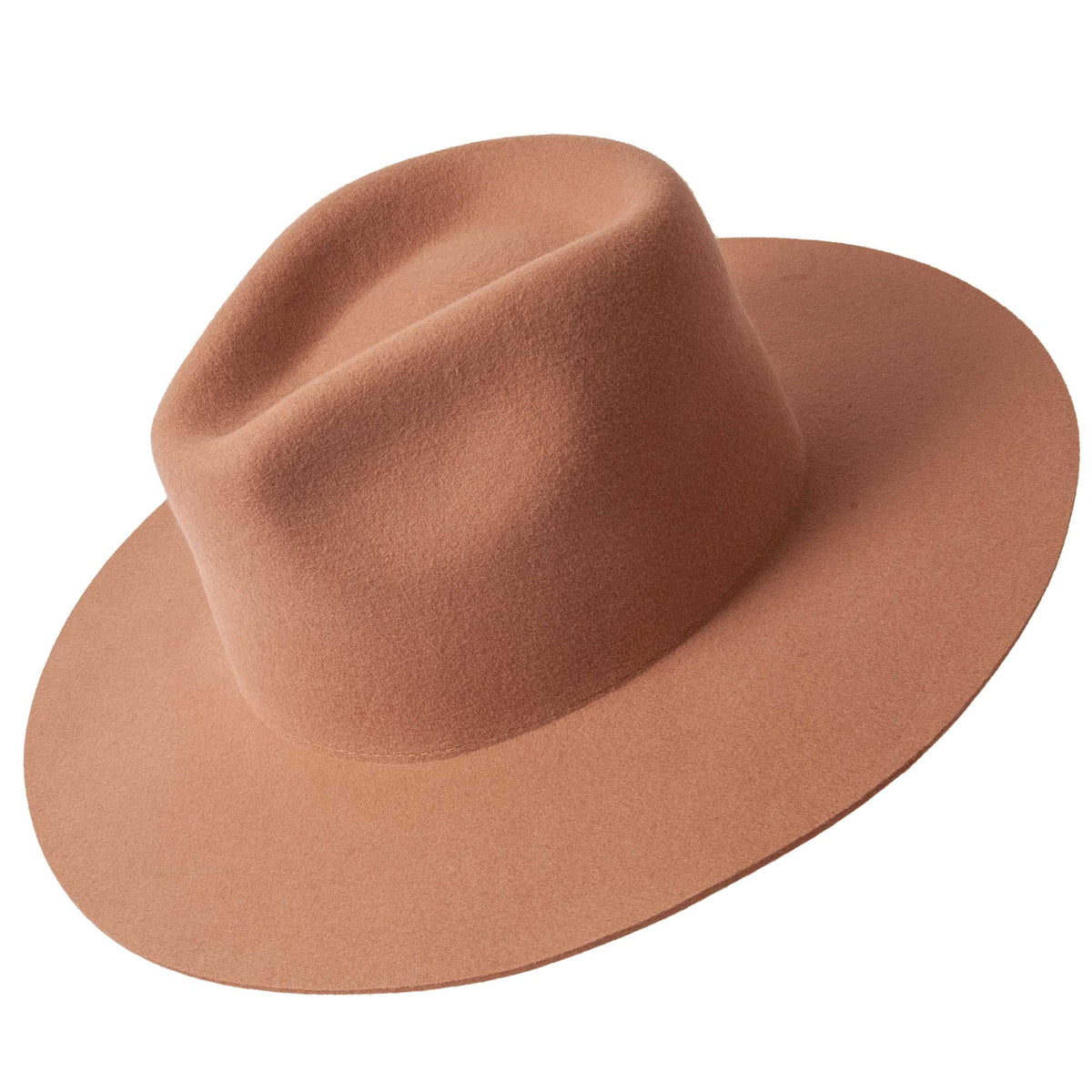 Women's Wool Felt Flat Brim Fedora Hat - Style Rancher: Silver Belly / MD