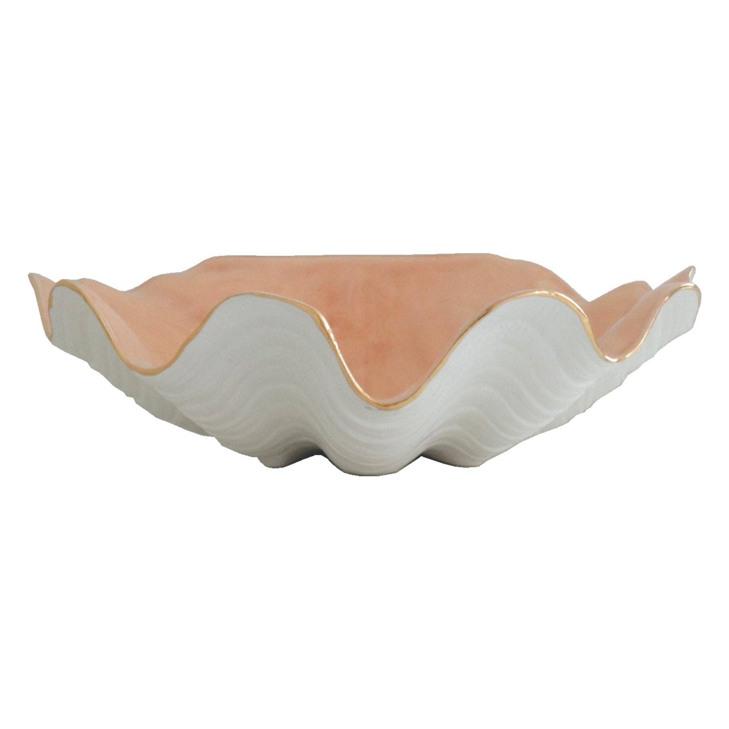 Clam Shell Bowl with 22K Gold Accent: Coral / Small
