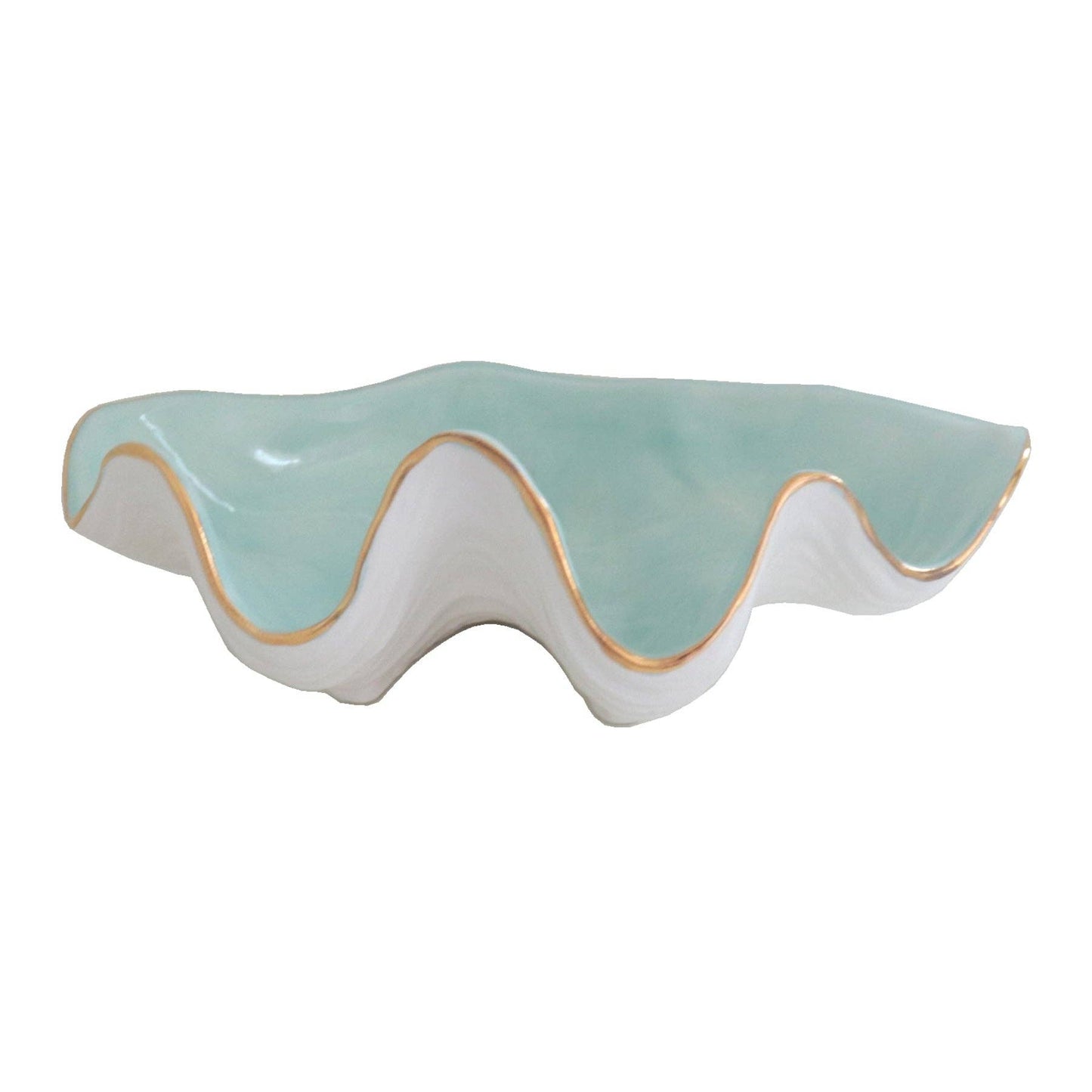 Clam Shell Bowl with 22K Gold Accent: Coral / Small
