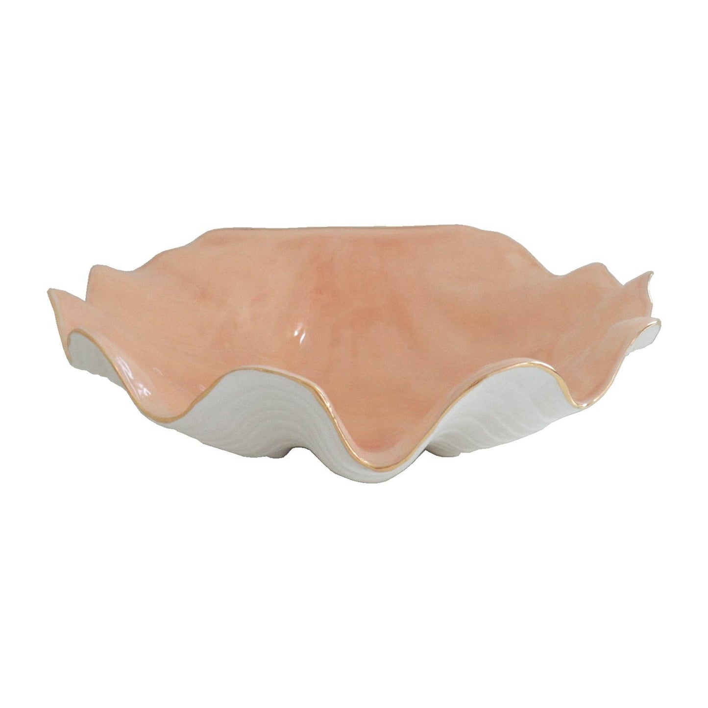 Clam Shell Bowl with 22K Gold Accent: Coral / Small