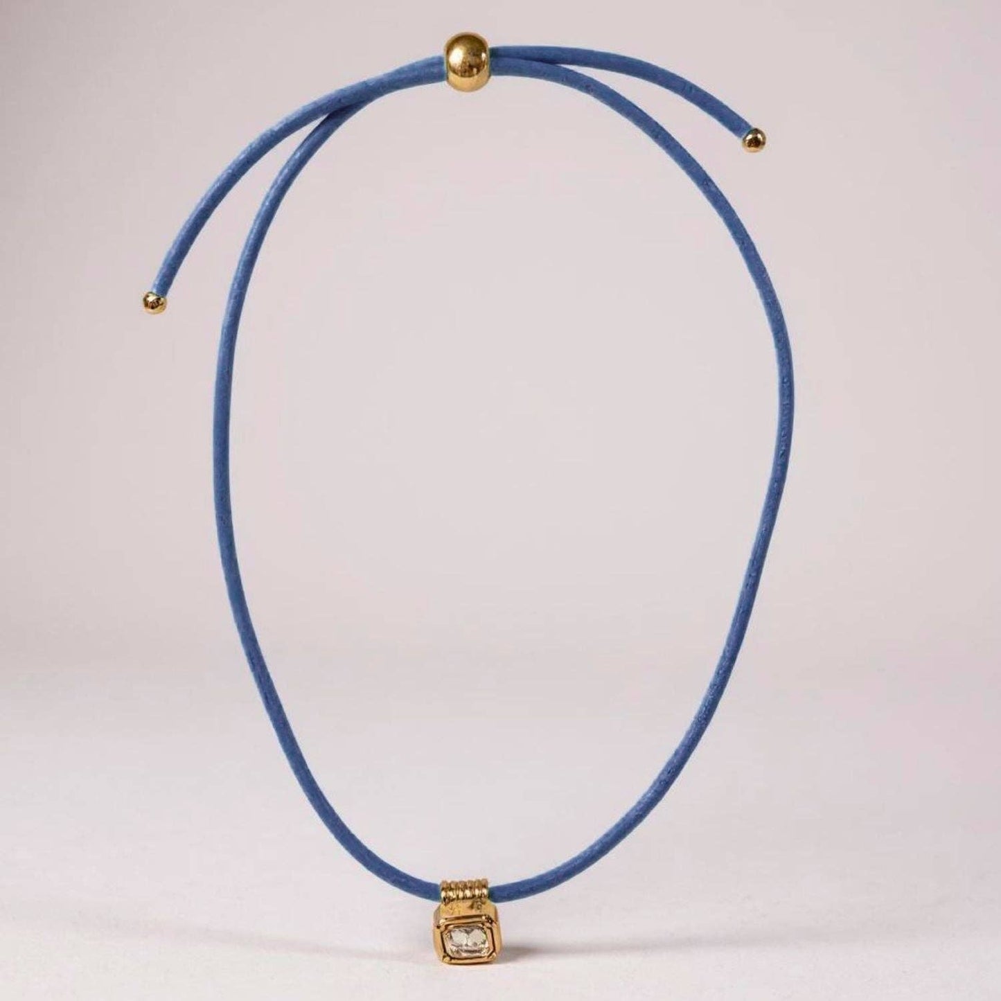 Leather Cord Necklace - Navy