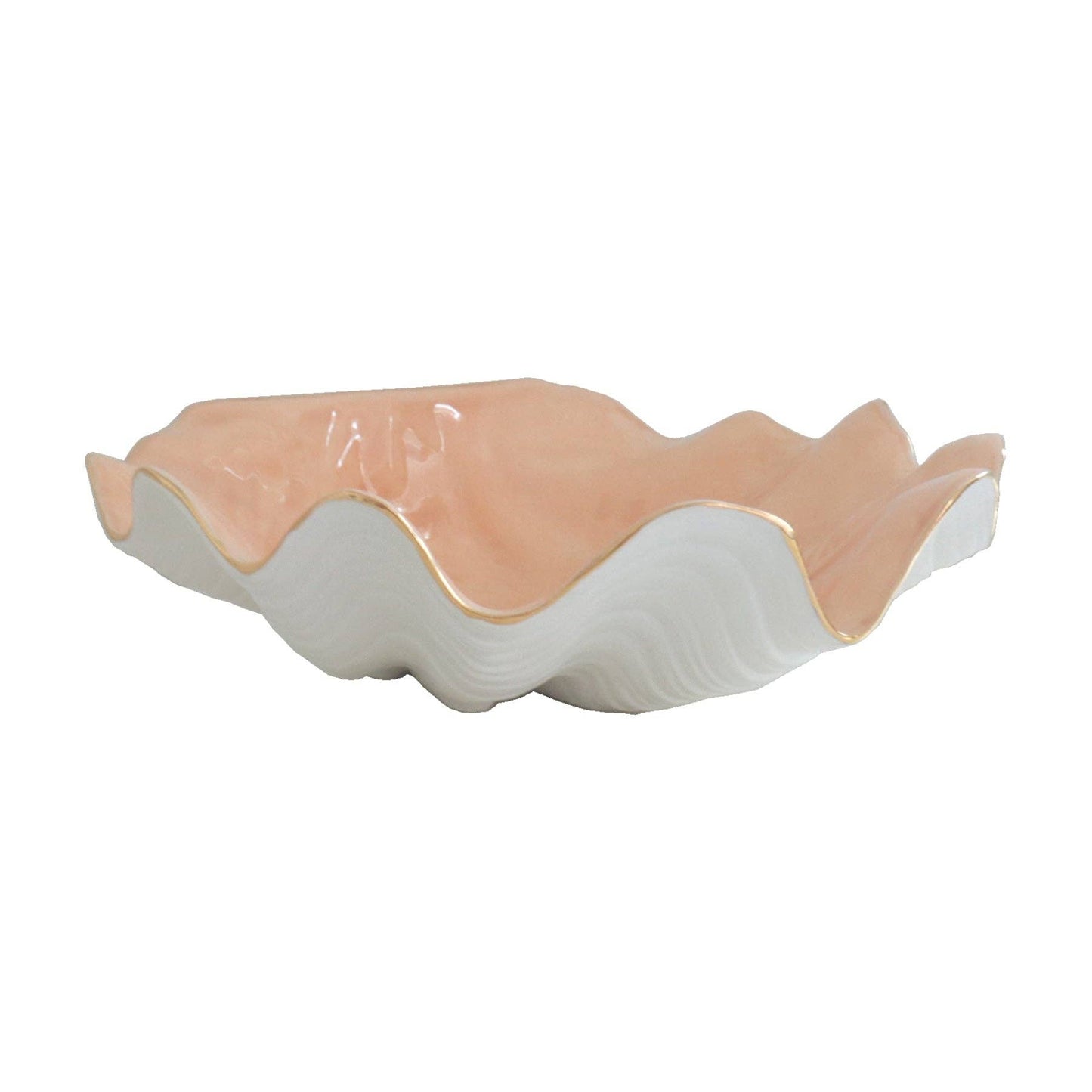 Clam Shell Bowl with 22K Gold Accent: Coral / Small