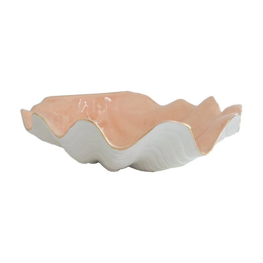 Clam Shell Bowl with 22K Gold Accent: Coral / Small