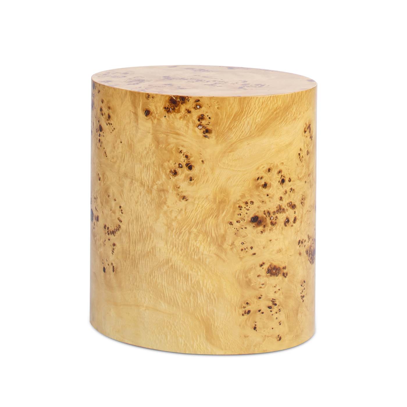 Nebula Accent Oval Pillar Burl Wood Side Table Collection: Warm Natural Brown / 22"