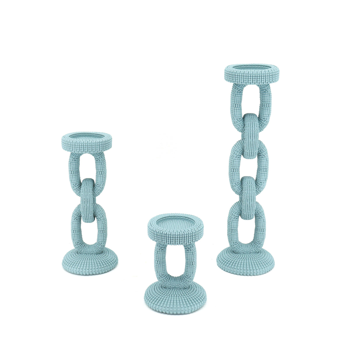 Fansea Blue Faux Bead Candle Holder Large