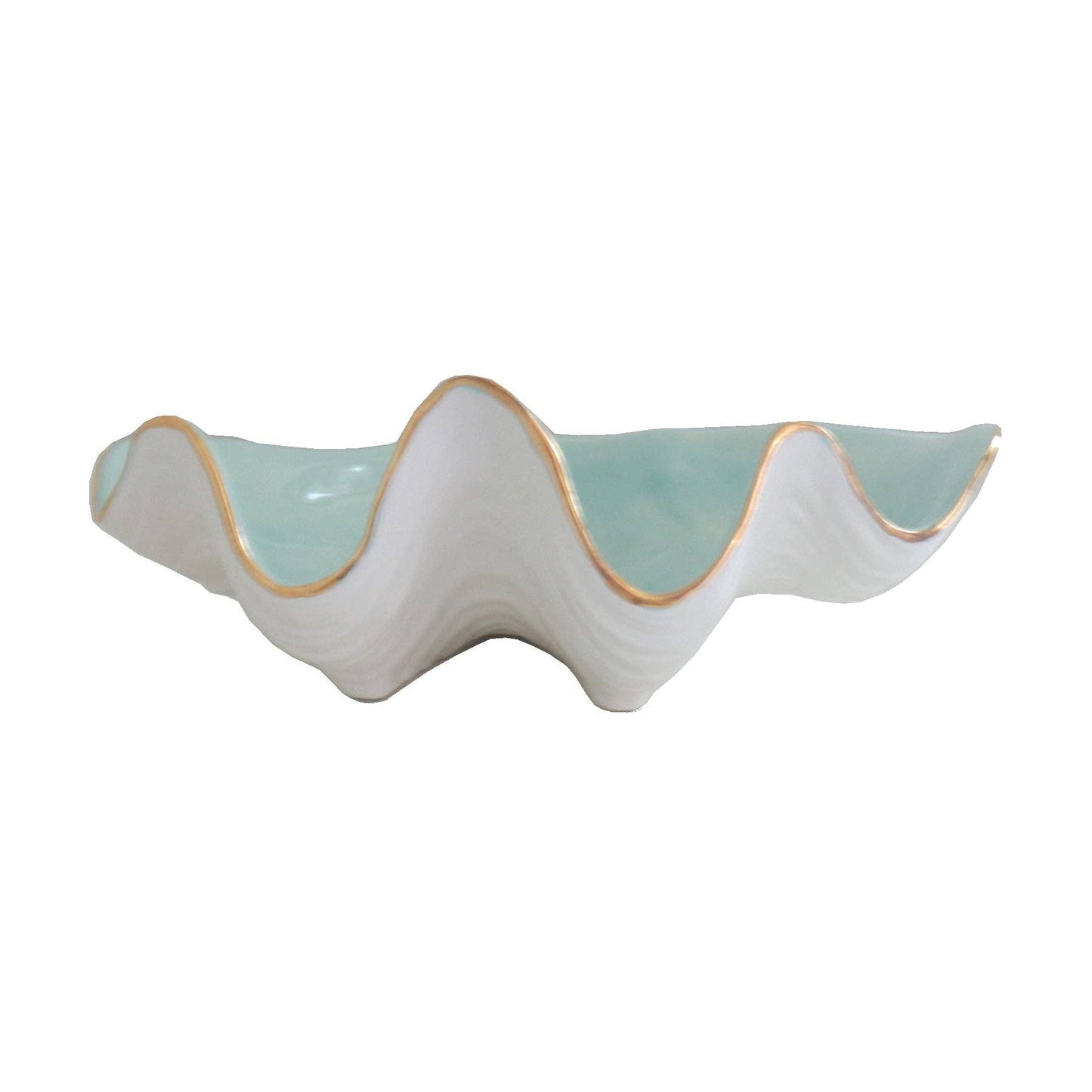 Clam Shell Bowl with 22K Gold Accent: Beige / Large