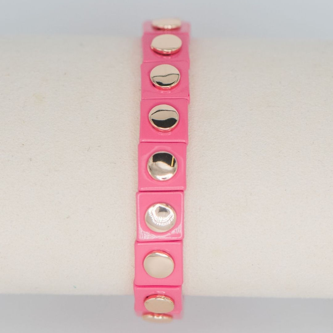 Pink Geometric Stretch Bracelet