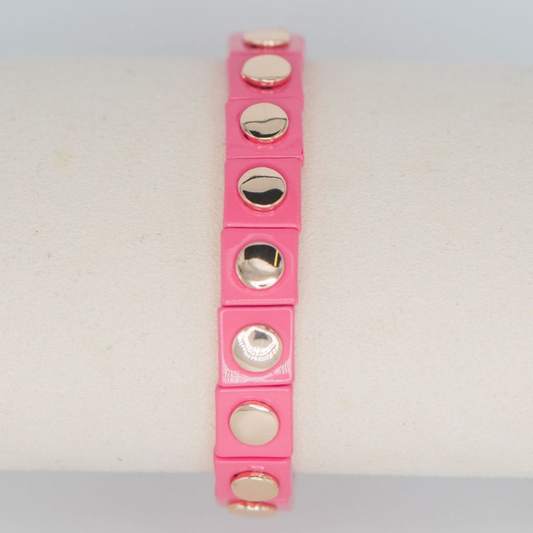 Pink Geometric Stretch Bracelet