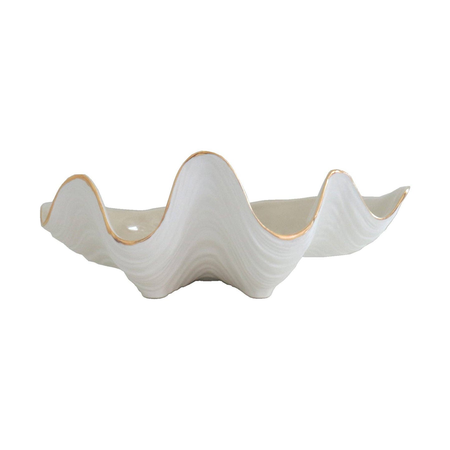 Clam Shell Bowl with 22K Gold Accent: Coral / Small