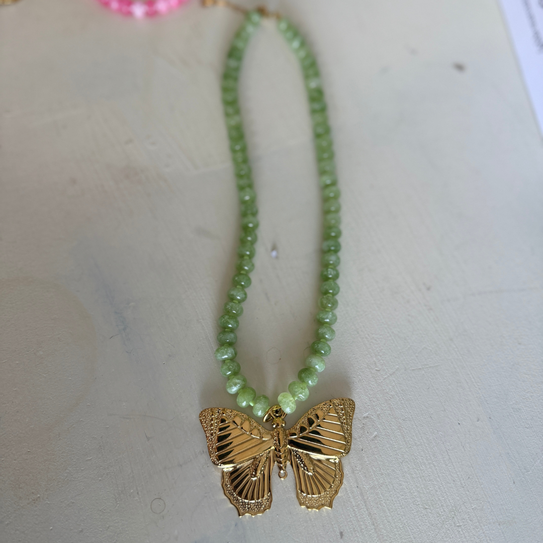 Lola Butterfly Gemstone Necklace: Blue
