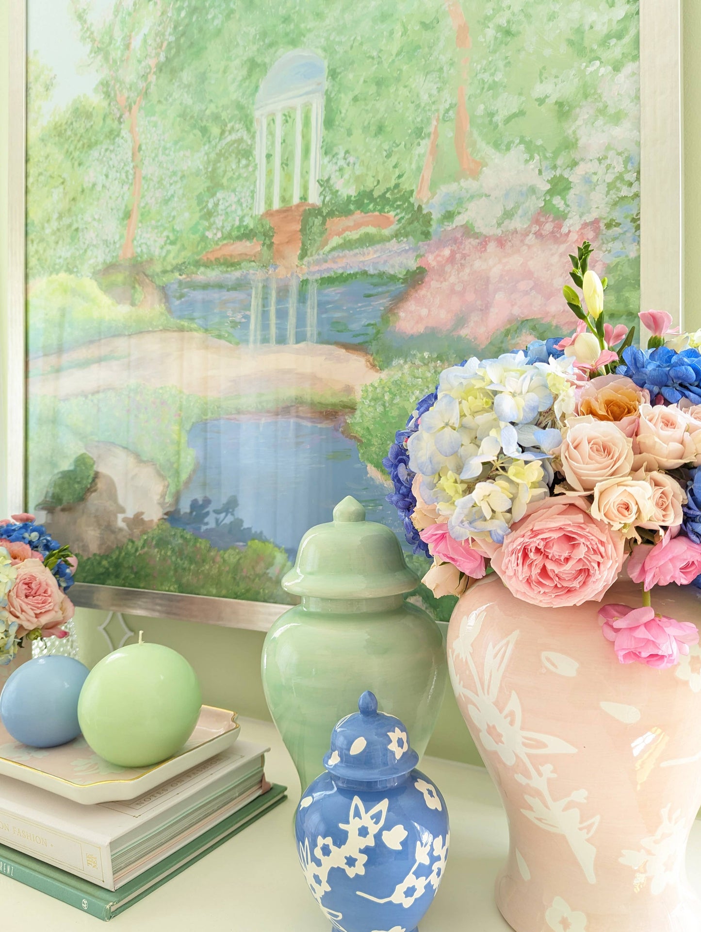 Sakura Ginger Jars in Hydrangea Light Blue: Large