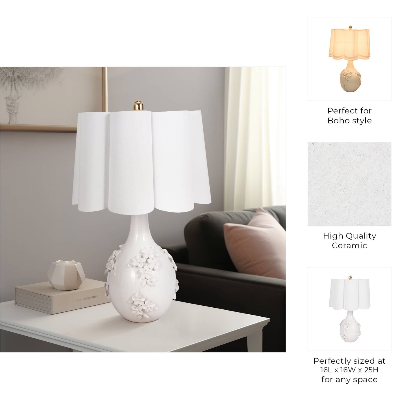 Ceramic Floral Table Lamp