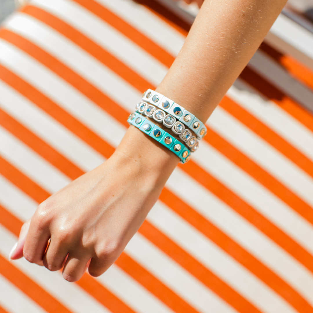Geometric Stretch Bracelet - Sea Foam