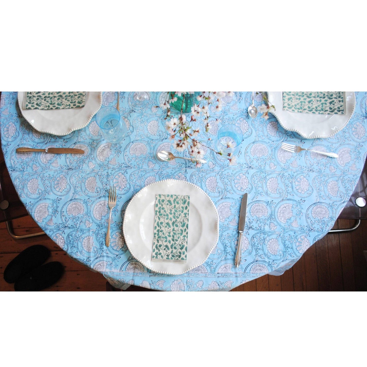 Ginkgo Leaves Block-Print Guest Napkins