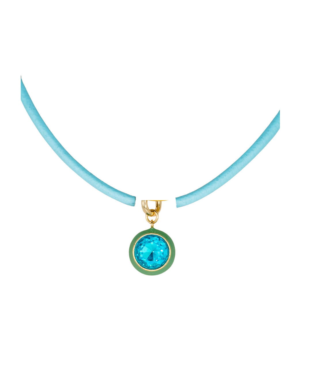 Green Luna Pendant Powder Blue Necklace