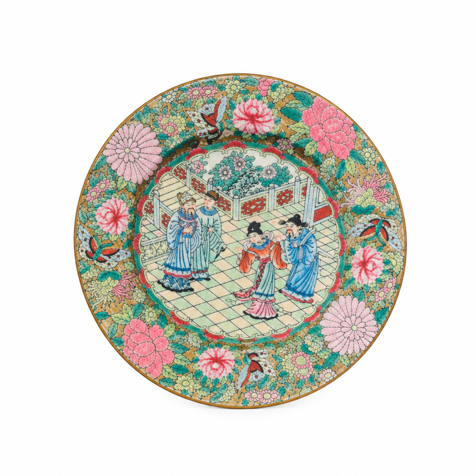 Grandmillennial China Plate Cutting Board: Rose Medallion