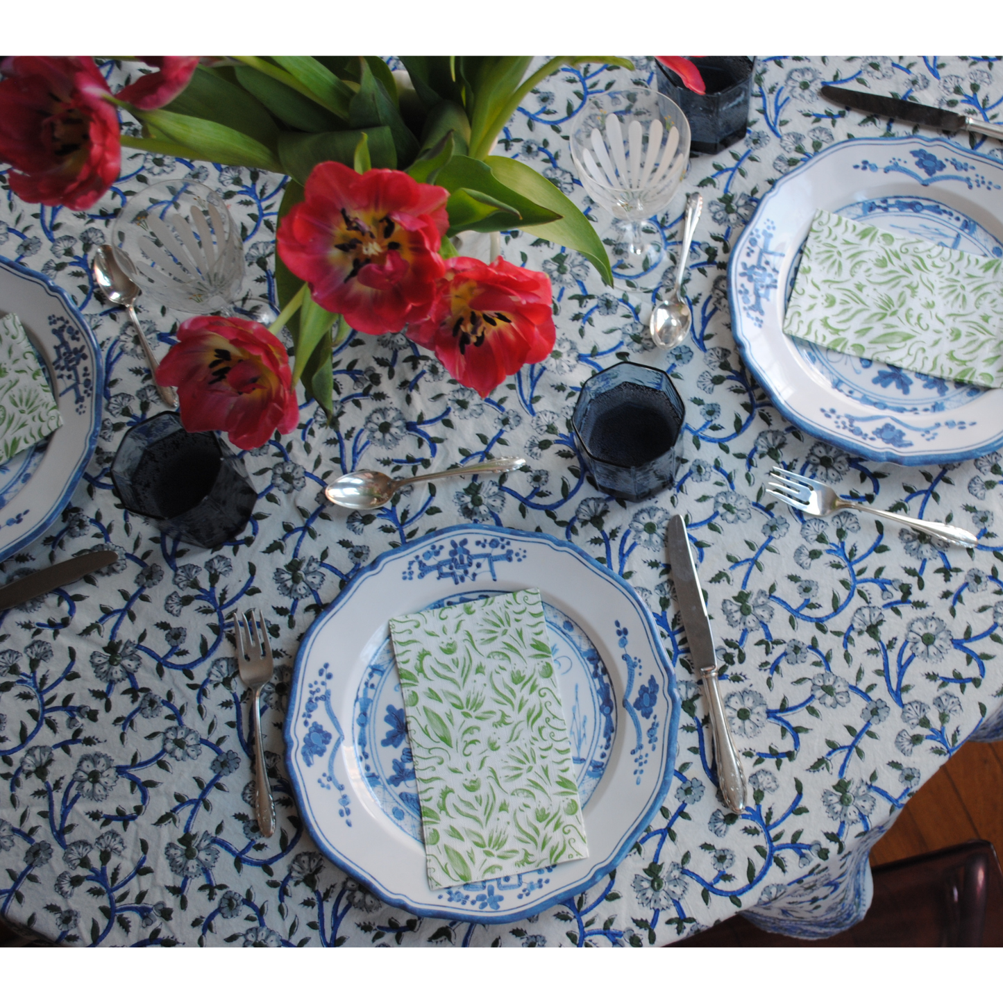 Green Floral Guest Napkins