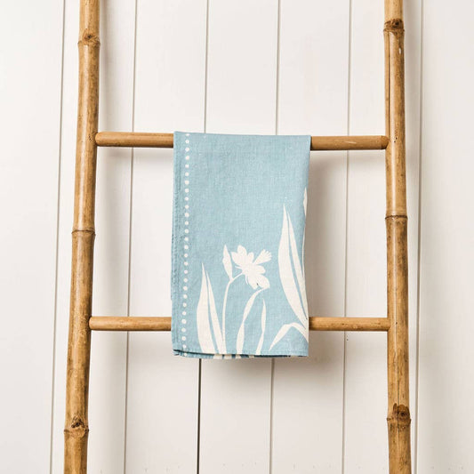 Daffodil Silhouette - Blue Tea Towel