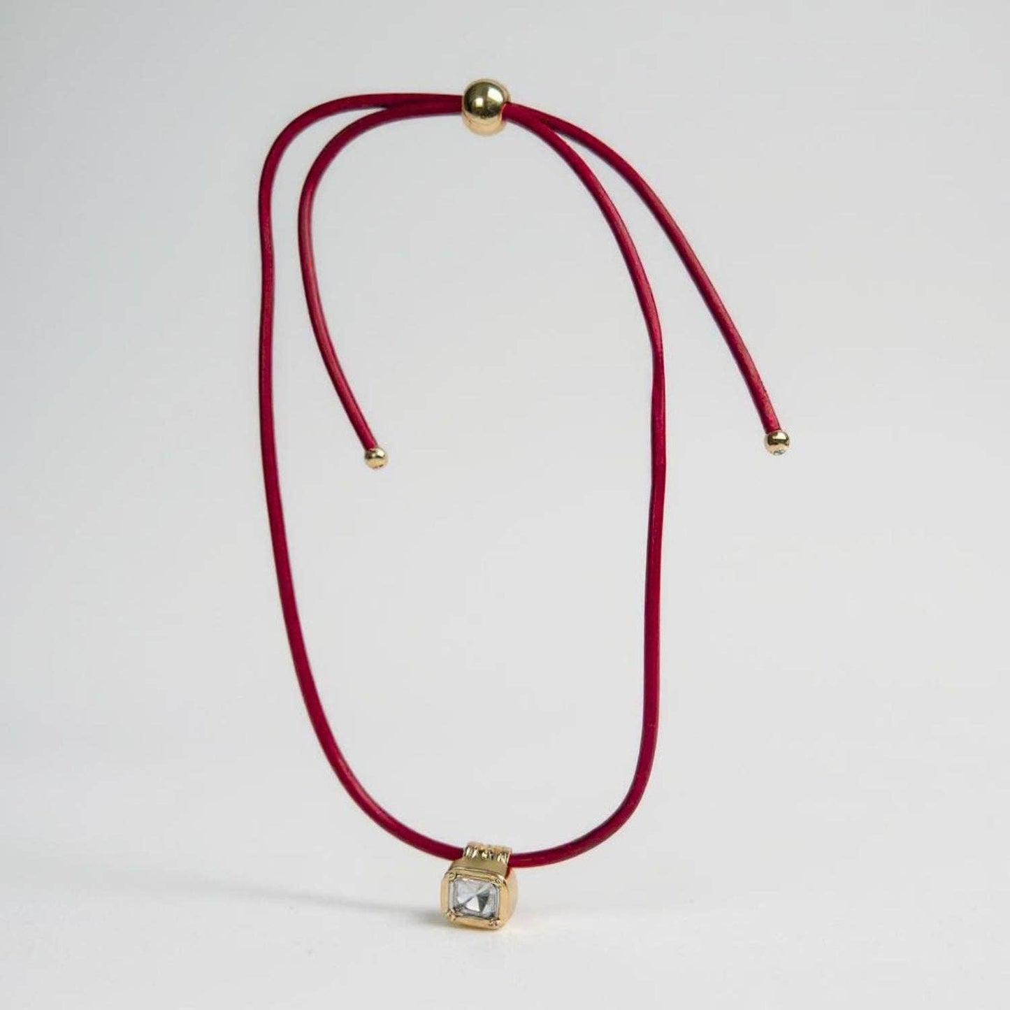 Leather Cord Necklace - Red