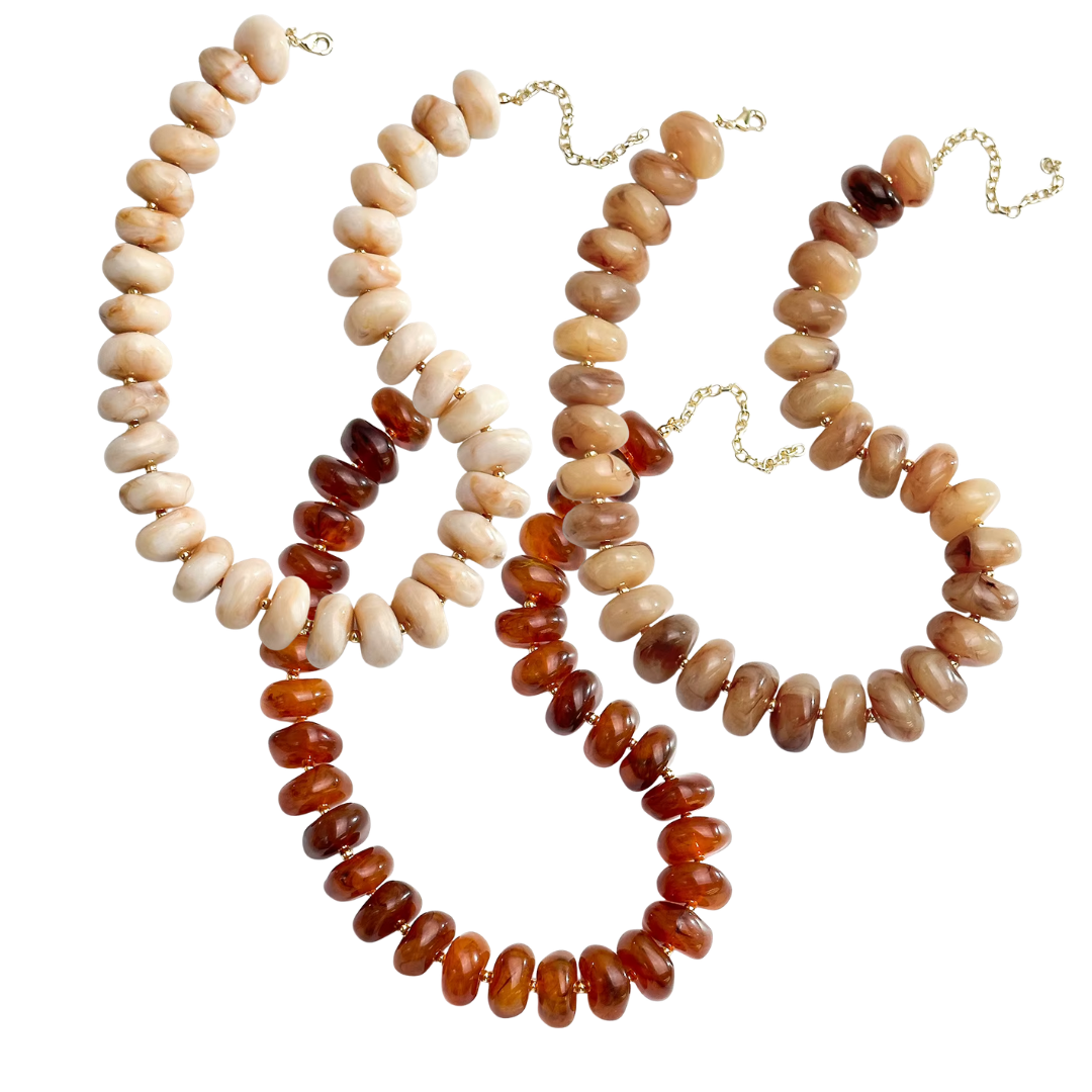 Chunky Beaded Necklace: Beige