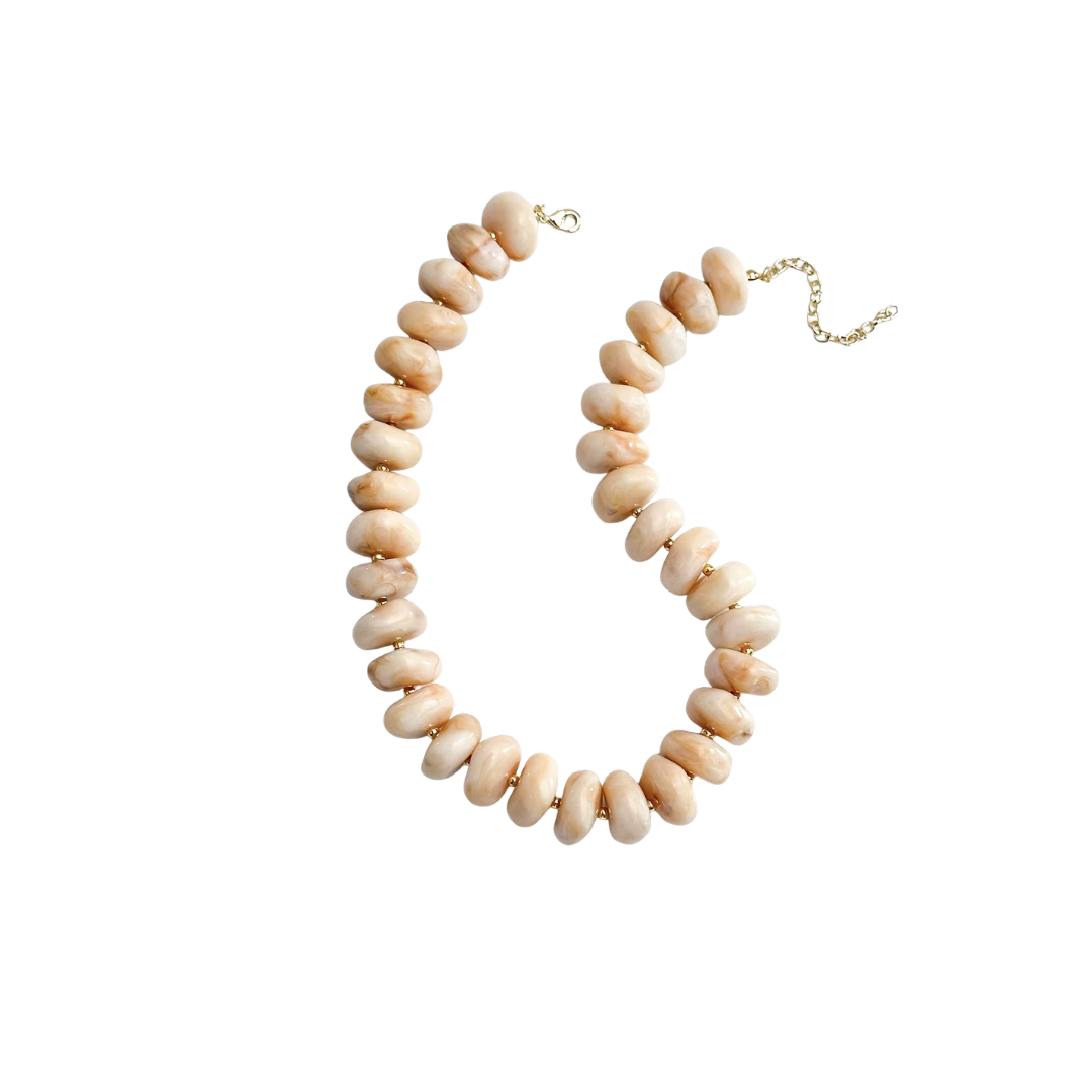 Chunky Beaded Necklace: Beige