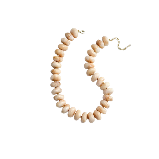 Chunky Beaded Necklace: Beige