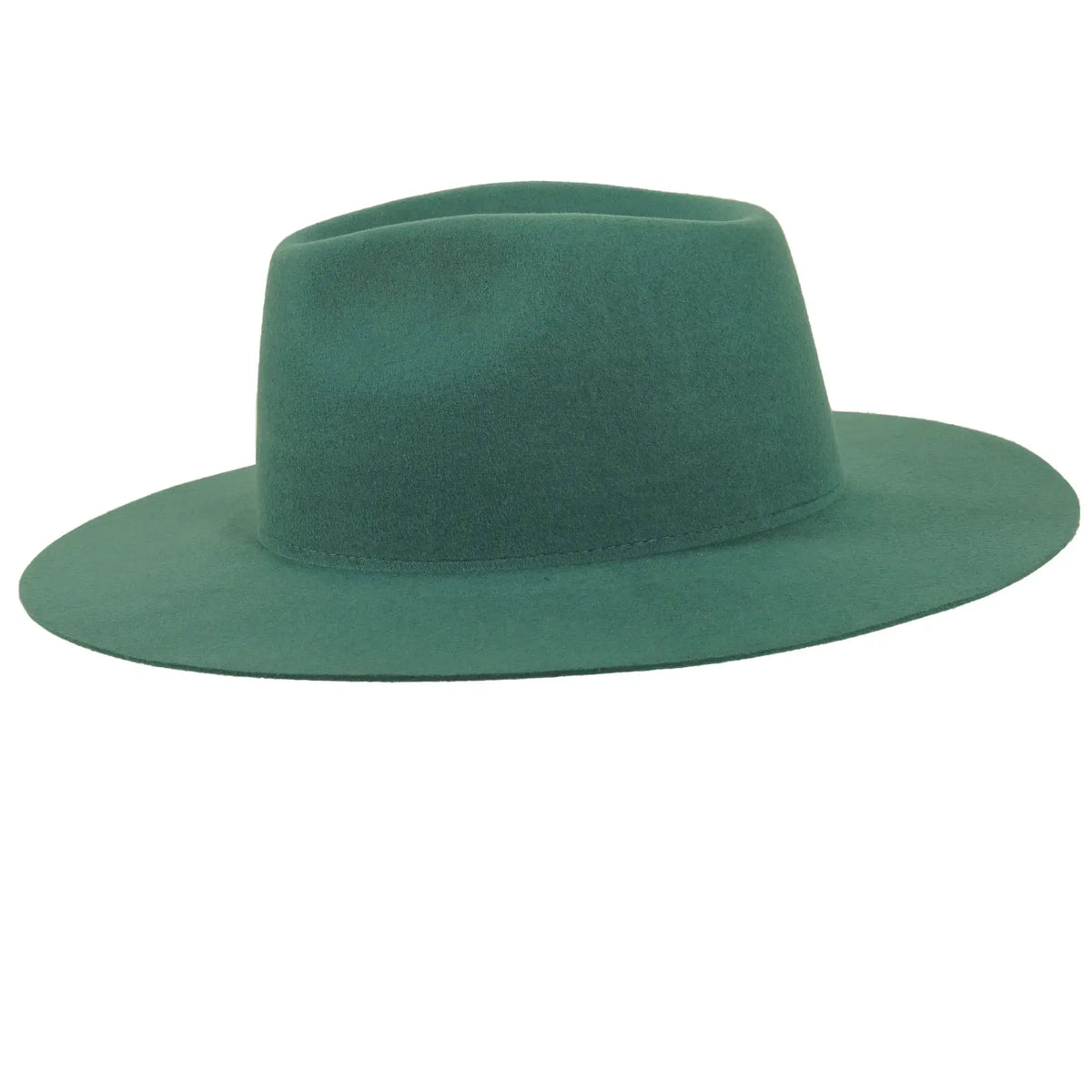 Women's Wool Felt Flat Brim Fedora Hat - Style Rancher: White / SM