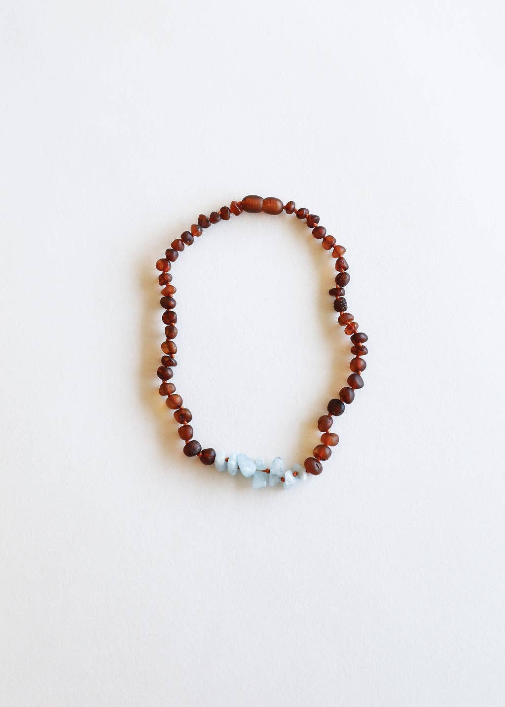 Raw Cognac Baltic Amber + Aquamarine || Necklace: 11" Baby Necklace