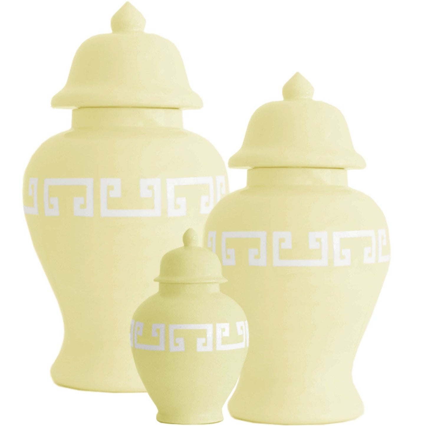 Light Yellow Greek Key Ginger Jars: Large