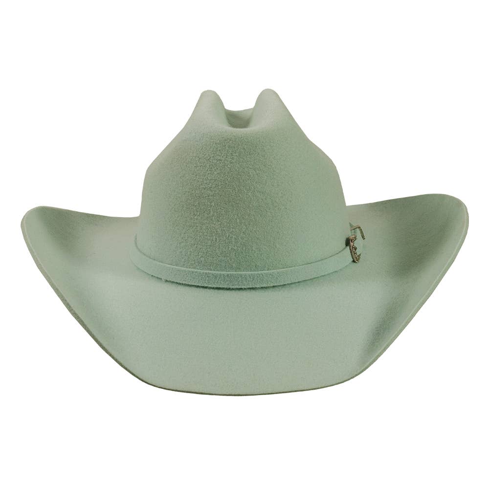 100% Wool Felt Western Cowboy Hat - Style Cattleman: Pastel Green / MD
