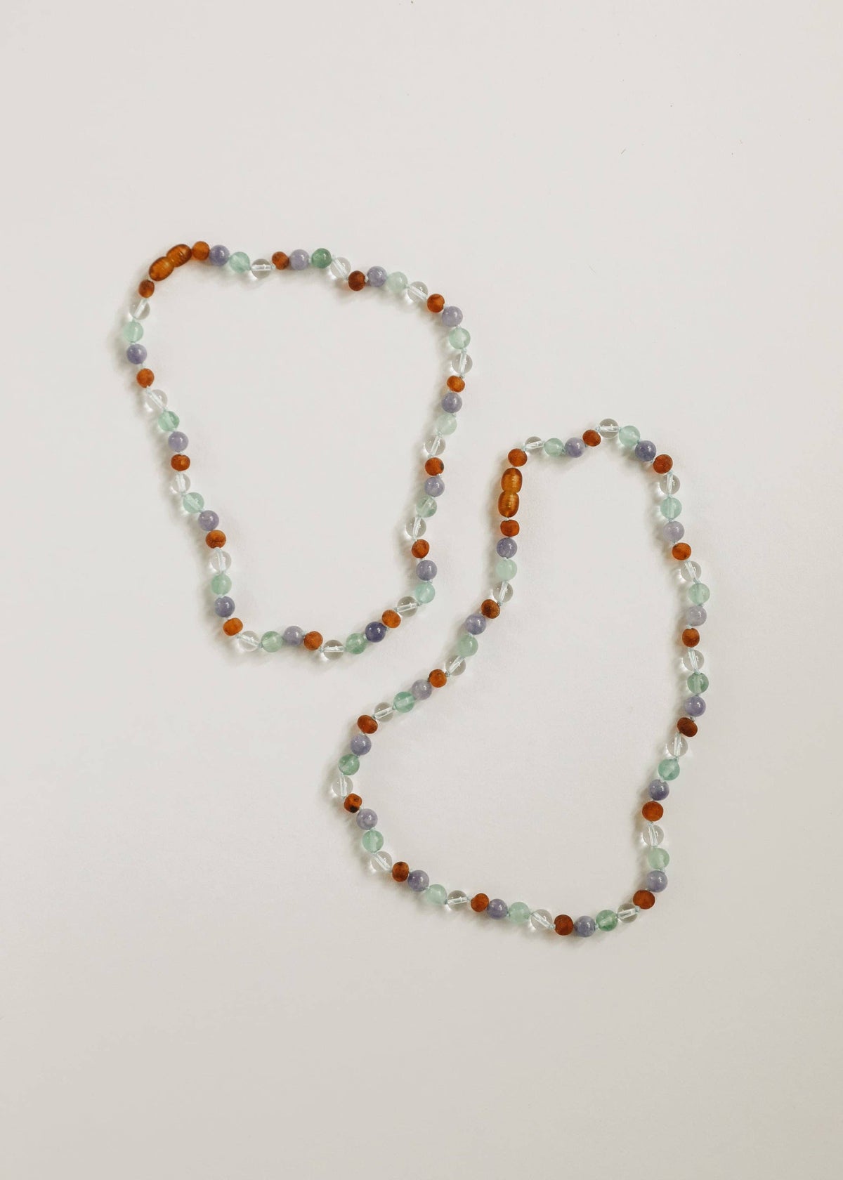 Baltic Sea Amber + Natural Gemstone || Beaded Necklace: 11" Baby Necklace