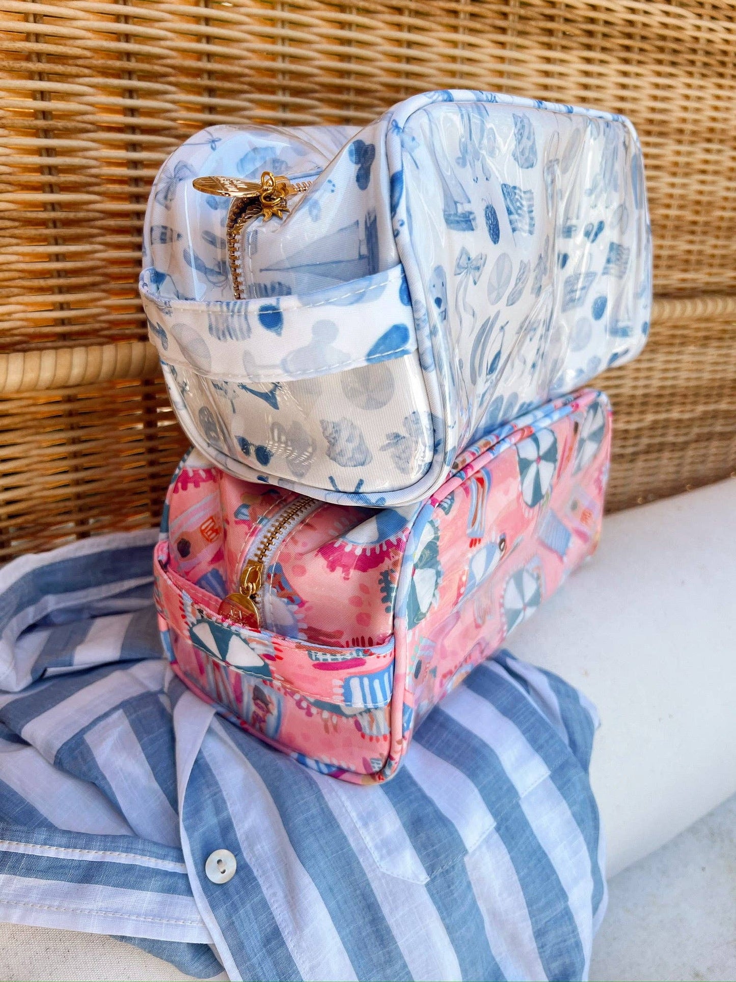Green + Pink Stripe Dopp Kit