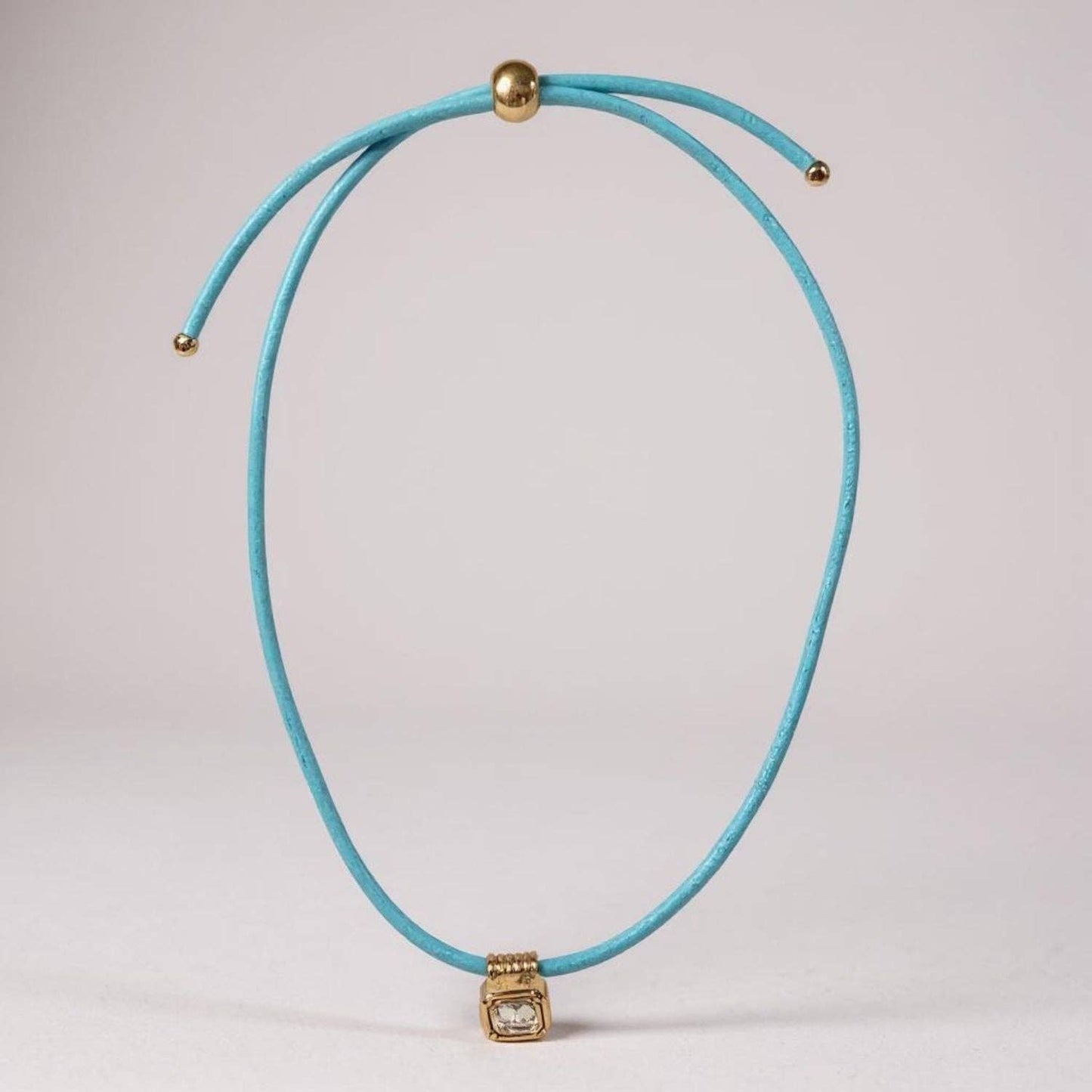 Leather Cord Necklace - Powder Blue
