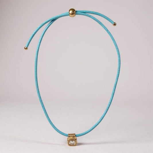 Leather Cord Necklace - Powder Blue
