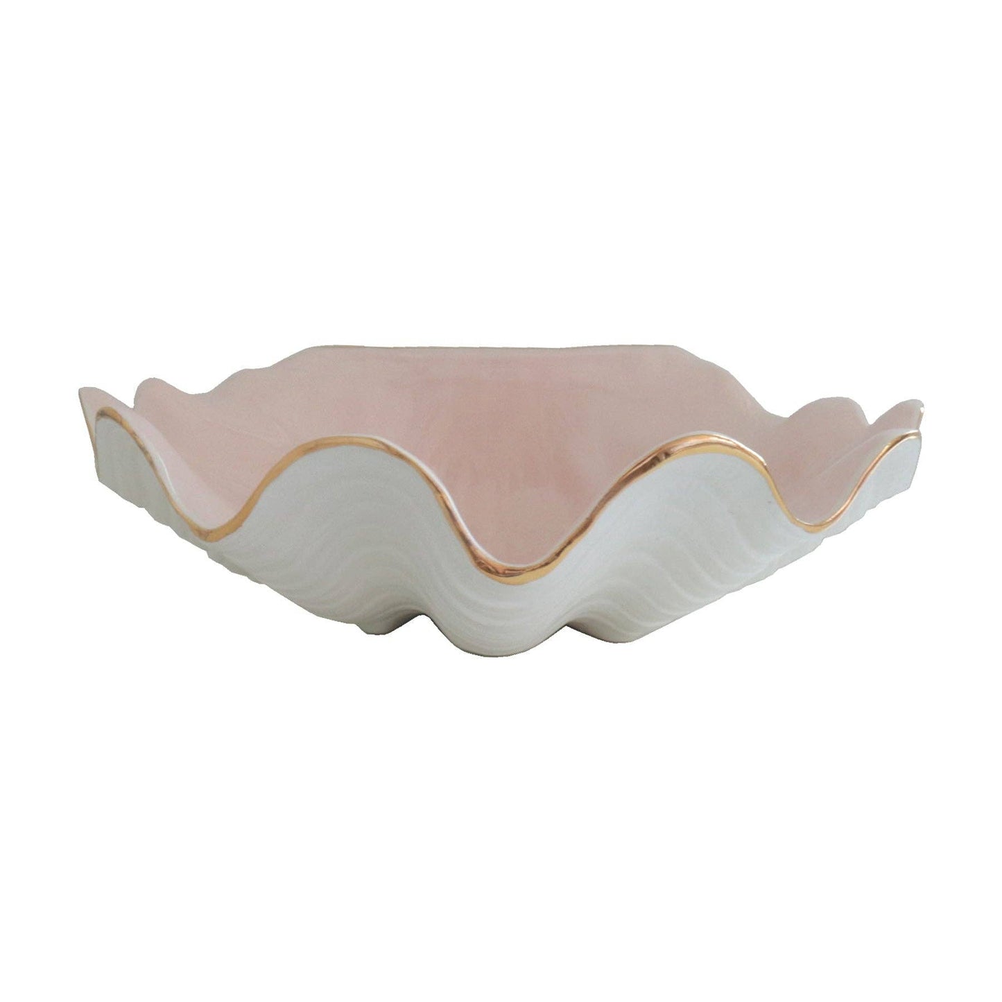 Clam Shell Bowl with 22K Gold Accent: Coral / Small
