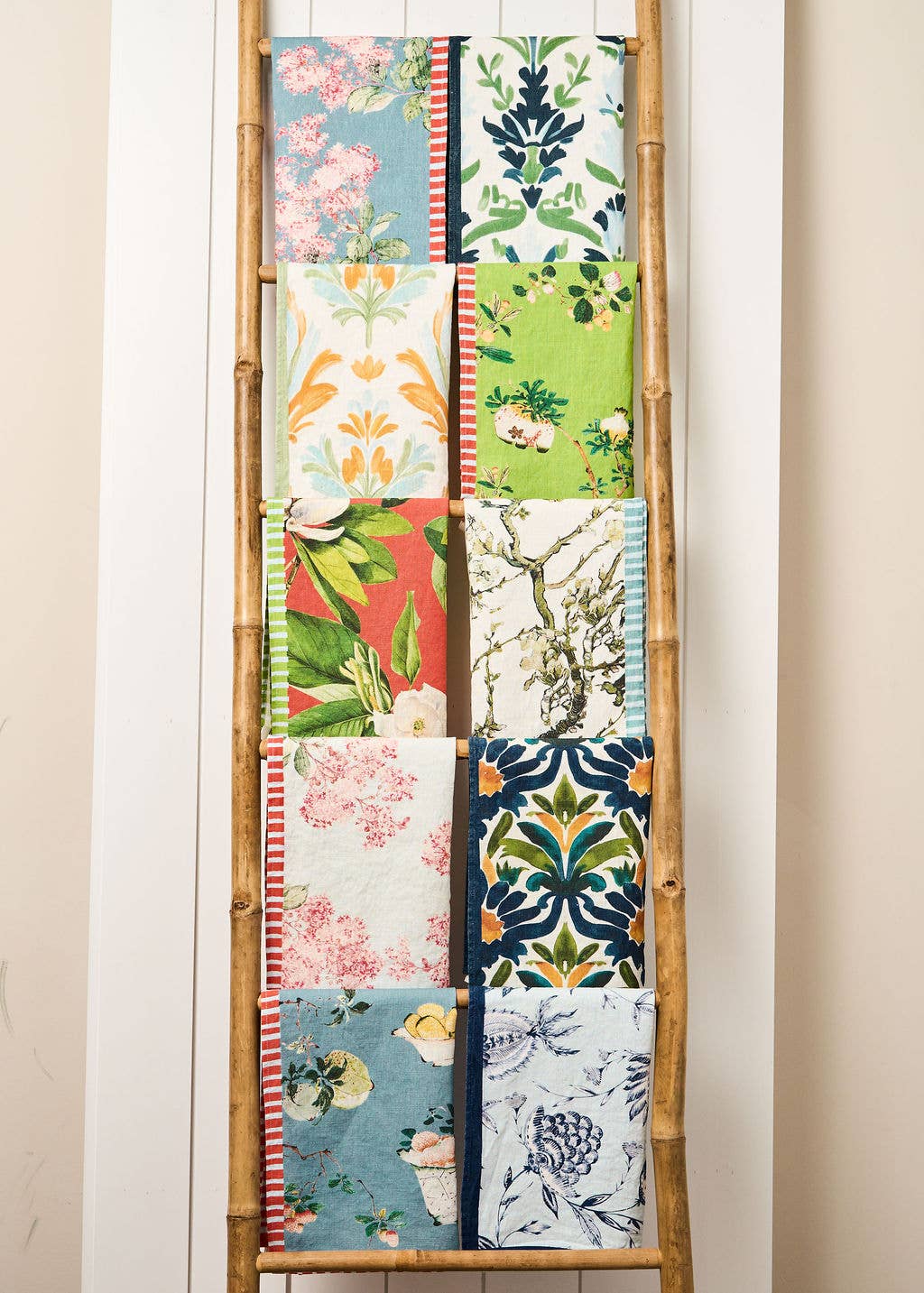 Preppy Damask - Orange & Green Tea Towel
