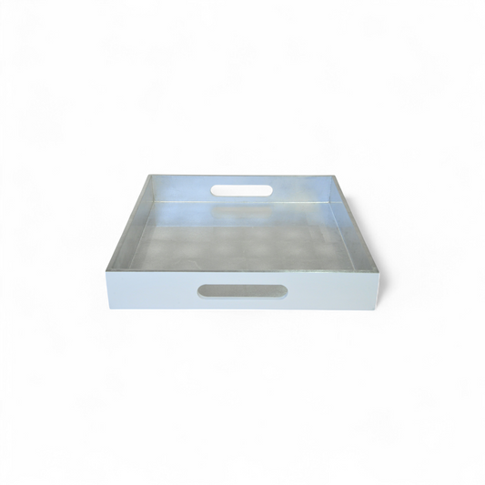 Square Serving Tray - Medium - Silver/White