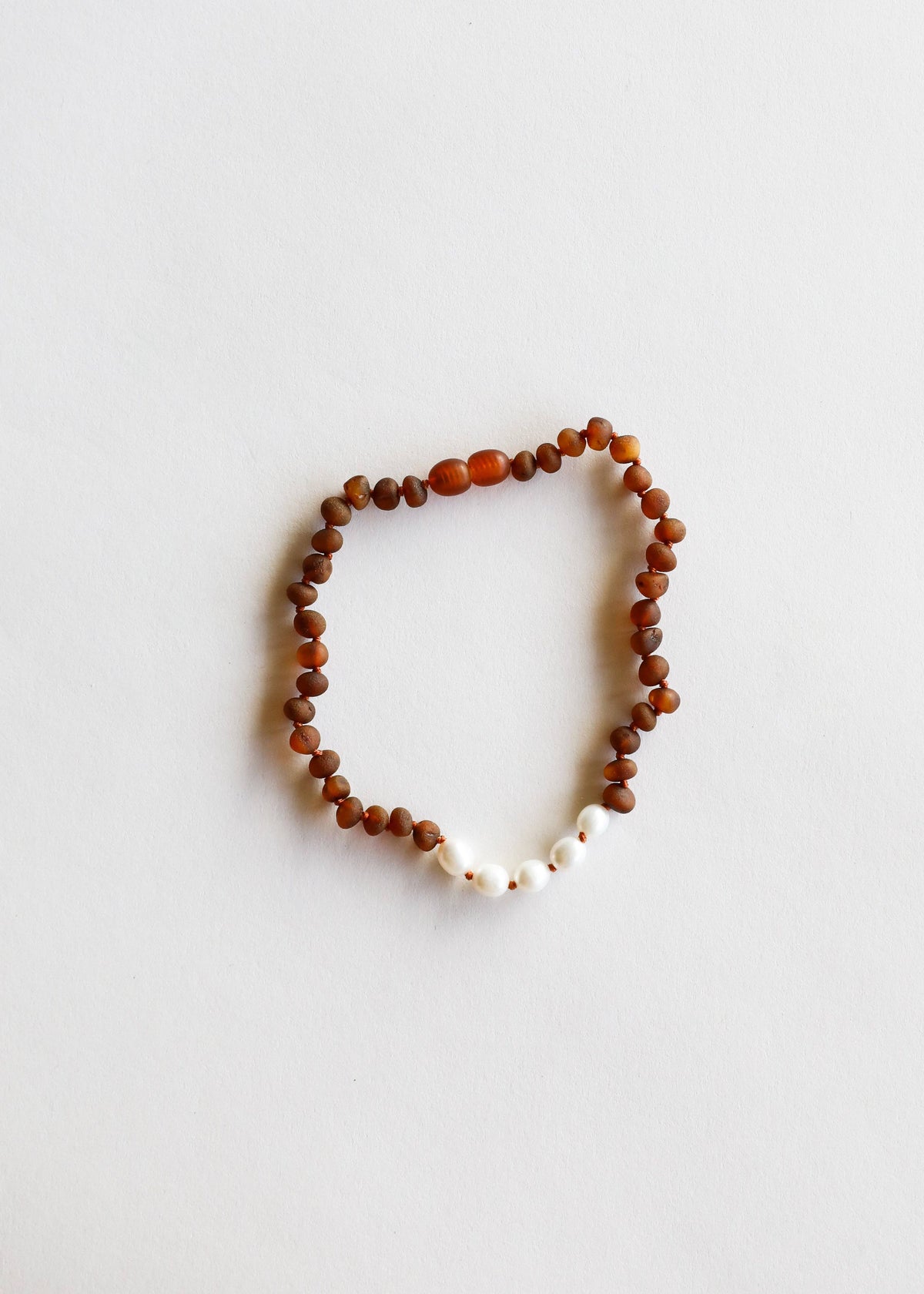 Raw Cognac Baltic Amber + Pearls || Necklace: 11"  Baby Necklace