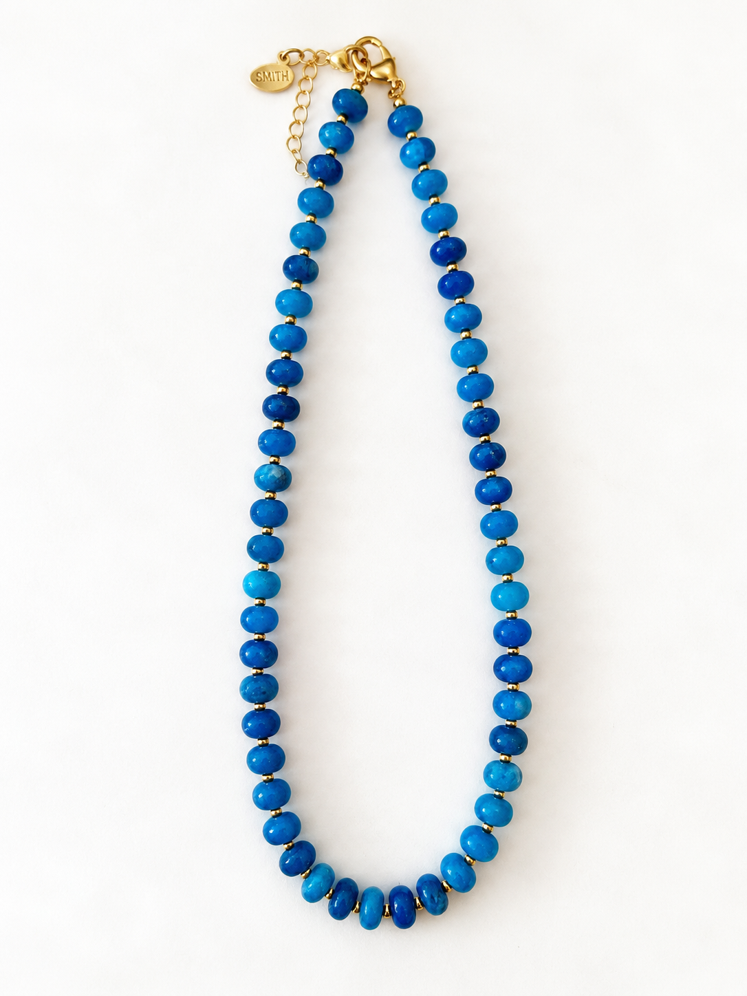 Sea Glass Beaded Necklace - Cobalt Blue