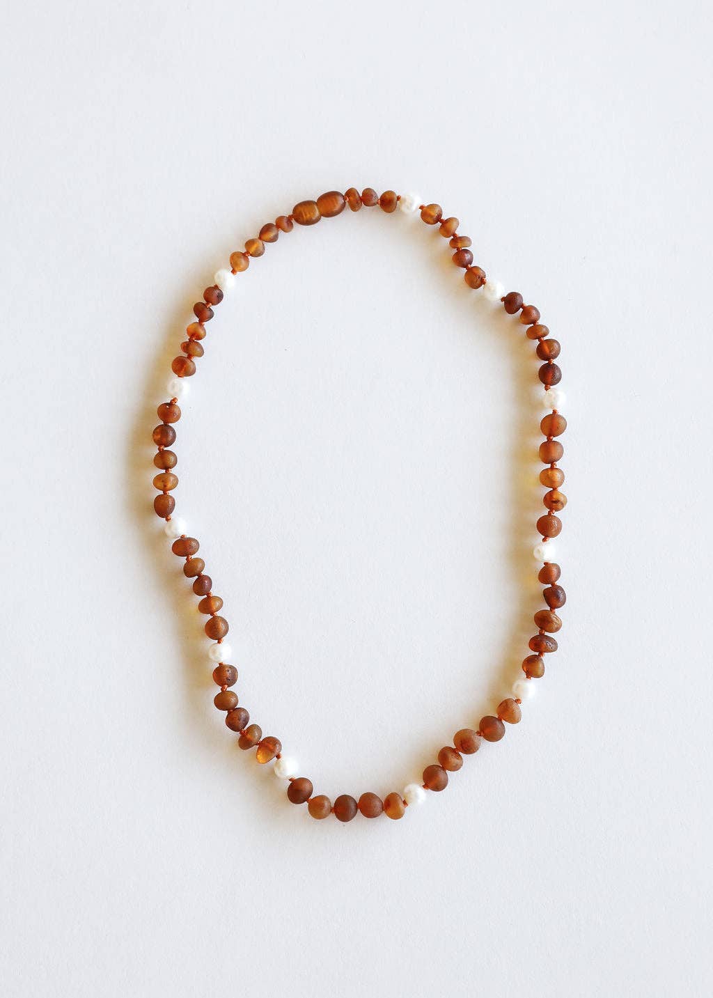 Raw Cognac Baltic Amber + Pearl Halo || Necklace: 11" Baby Necklace