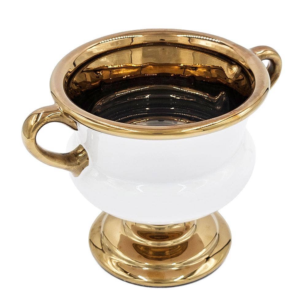 White & Gold Ceramic Flower Vase