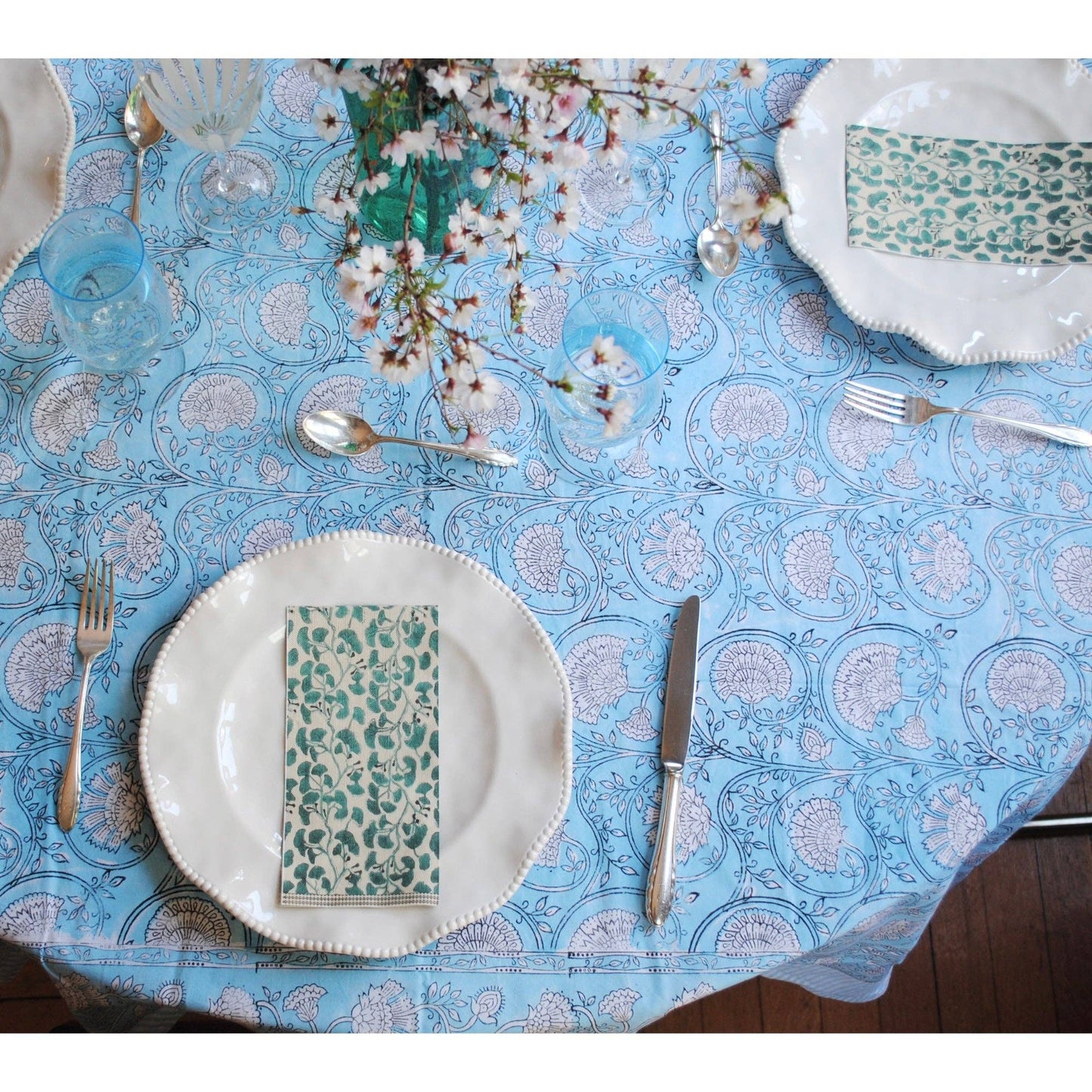 Ginkgo Leaves Block-Print Guest Napkins